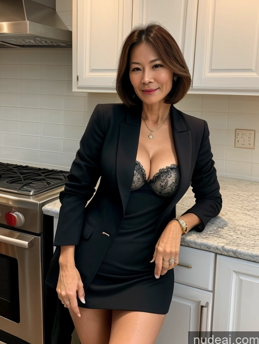 related ai porn images free for Milf Two Perfect Boobs Beautiful Perfect Body 70s Bobcut Chinese Kitchen Bra Jacket Professor Stylish Suit Cleavage Detailed Sexy Face