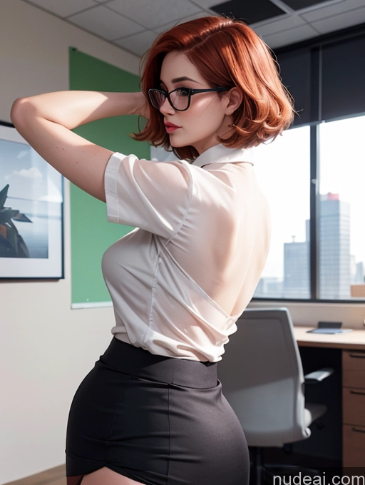 related ai porn images free for Glasses Mini Skirt Stockings Secretary 70s Blouse Shirt Ginger Bobcut Office 3d Detailed Sexy Face Big Hips Back View Yoga Thick