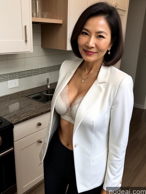 related ai porn images free for Milf Two Perfect Boobs Beautiful Perfect Body 70s Bobcut Chinese Kitchen Bra Jacket Professor Stylish Suit Cleavage Detailed Sexy Face