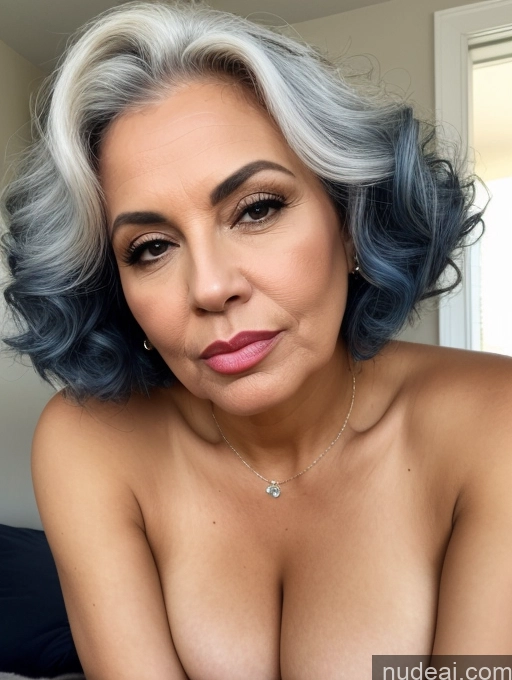 related ai porn images free for Two Beautiful Perfect Boobs Thick 50s Pouting Lips Curly Hair Front View White Blue Hair Milf High Heels