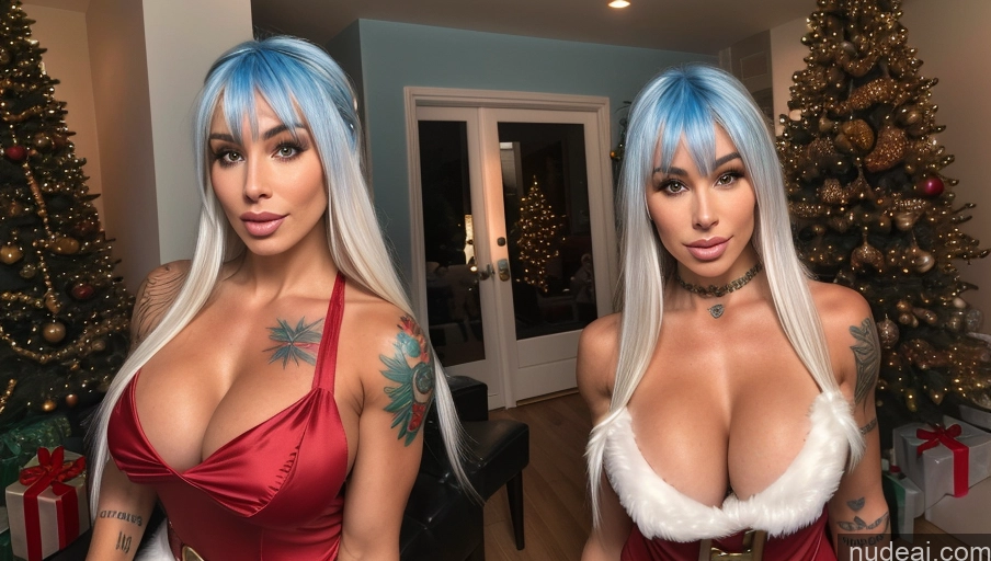 related ai porn images free for Bimbo One Muscular Tattoos Beautiful 50s Sexy Face Bangs Blue Hair White Santa