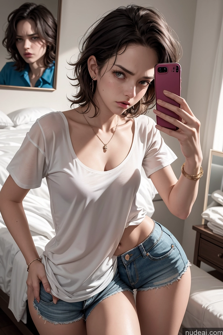 related ai porn images free for Woman One Small Tits Fairer Skin 18 Angry Brunette Messy Latina Mirror Selfie Bedroom Front View Bending Over Short Shorts Shirt Jewelry Detailed