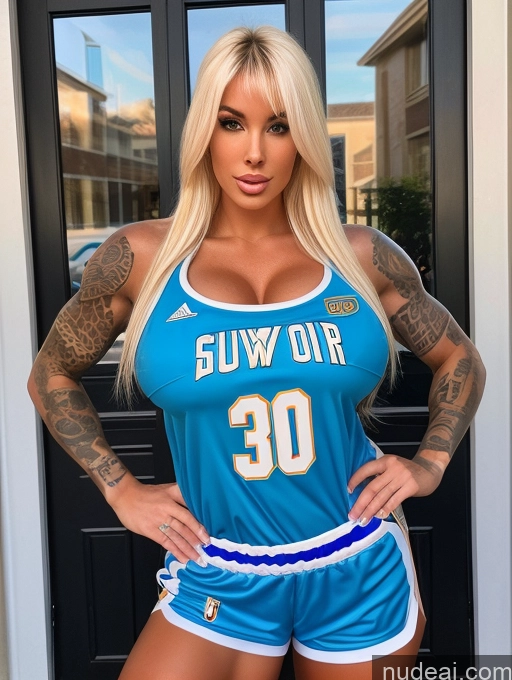 related ai porn images free for Bimbo One Huge Boobs Muscular Tattoos Beautiful 30s Sexy Face Bangs White Basketball Blue Hair