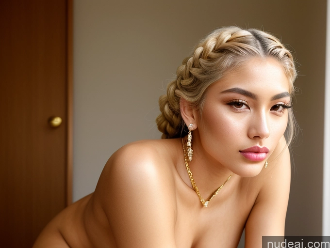 ai nude image of blond woman with a braided hair and a necklace posing naked pics of Diamond Jewelry Gold Jewelry Busty Perfect Boobs Beautiful Perfect Body Small Ass Abs Tall 18 Pouting Lips White Hair Braided Japanese Nude Miss Universe Model Handsome Man Penis Excessive Pubic Hair