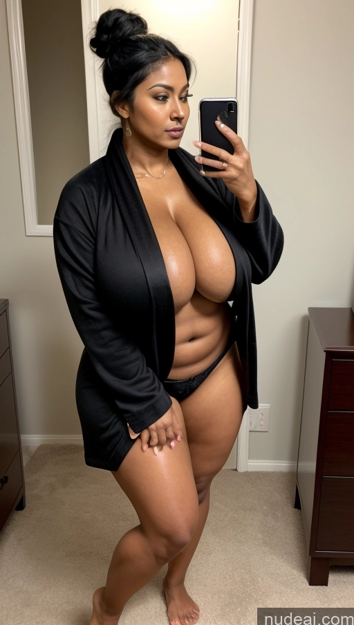 related ai porn images free for Milf One Huge Boobs Big Ass Thick Big Hips Tall Dark Skin 50s Black Hair Hair Bun Indian Bedroom T-pose Bathrobe Cleavage Detailed Sexy Face Busty Tattoos Muscular Beautiful Mirror Selfie Close-up View