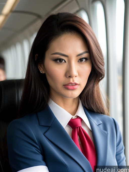 ai nude image of arafed asian woman in a blue suit and red tie pics of Miss Universe Model Beautiful Long Legs Tall Perfect Body Pubic Hair Fairer Skin 30s Sad Serious Orgasm Seductive Angry Sexy Face Long Hair Secretary Professor Flight Attendant Chinese