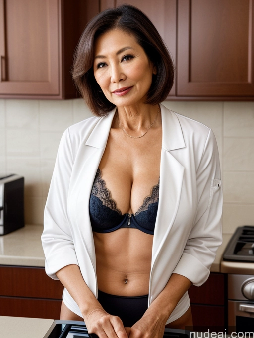 related ai porn images free for Milf Two Perfect Boobs Beautiful Perfect Body 70s Bobcut Japanese Kitchen Bra Jacket Professor Stylish Suit Cleavage Detailed Sexy Face