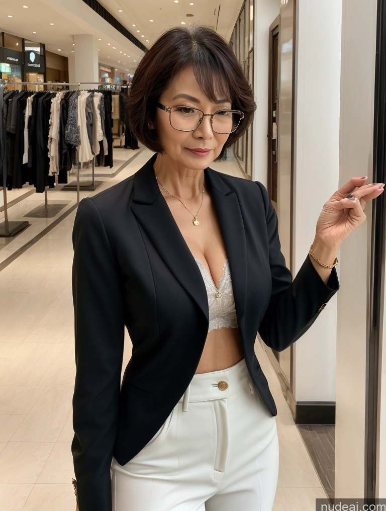 related ai porn images free for Milf Two Perfect Boobs Beautiful Glasses Perfect Body Short Hair 70s Chinese Mall Blouse Bra Casual Jacket Professor Secretary Stylish Suit Cleavage Detailed Sexy Face