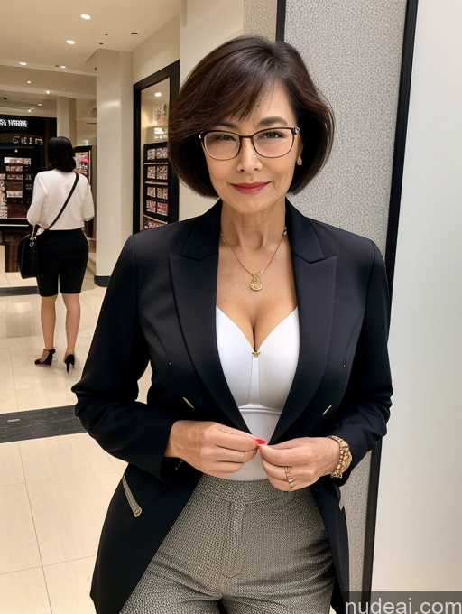 related ai porn images free for Milf Two Perfect Boobs Beautiful Glasses Perfect Body Short Hair 70s Chinese Mall Blouse Bra Casual Jacket Professor Secretary Stylish Suit Cleavage Detailed Sexy Face