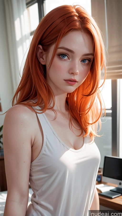 related ai porn images free for Fairer Skin Ginger Long Hair Close-up View Tank Top Bedroom