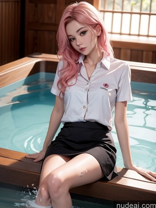 related ai porn images free for Model One Beautiful Skinny 18 Pink Hair Long Hair Japanese On Back Thai University Uniform V1 Hot Tub