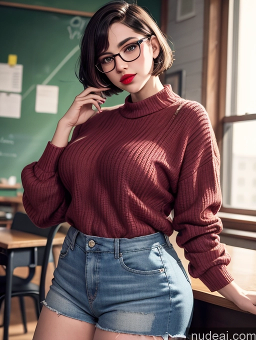 related ai porn images free for Teacher Glasses Sweater Lipstick Short Hair Fat Big Hips