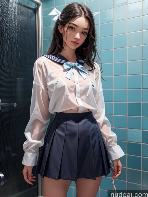 related ai porn images free for Teacher 18 Sailor Shirt Bows Micro Skirt Shower Transparent