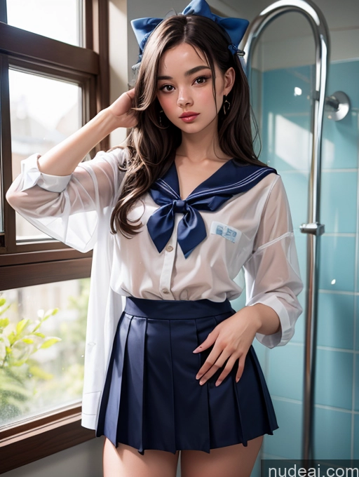 related ai porn images free for Teacher 18 Sailor Shirt Bows Micro Skirt Shower Transparent
