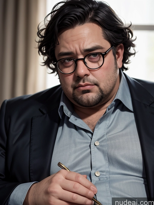 related ai porn images free for 40s Glasses Messy Serious Fat Suit Stylish