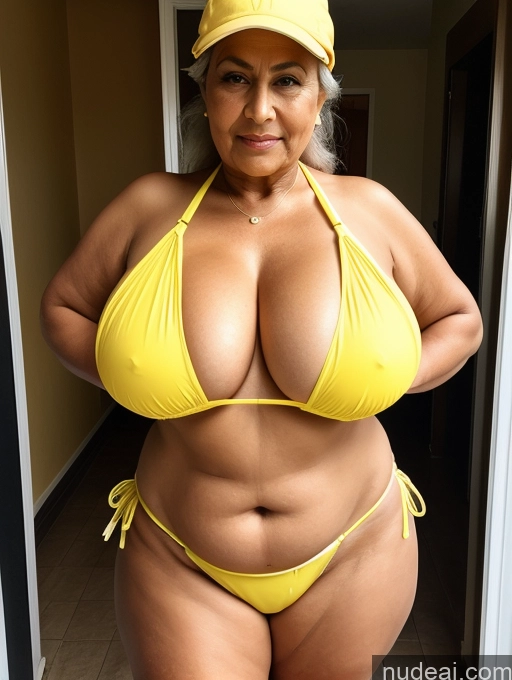 related ai porn images free for Milf One Busty Huge Boobs Thick Tanned Skin Front View Microkini Thong Indian 80s Construction Worker Maid