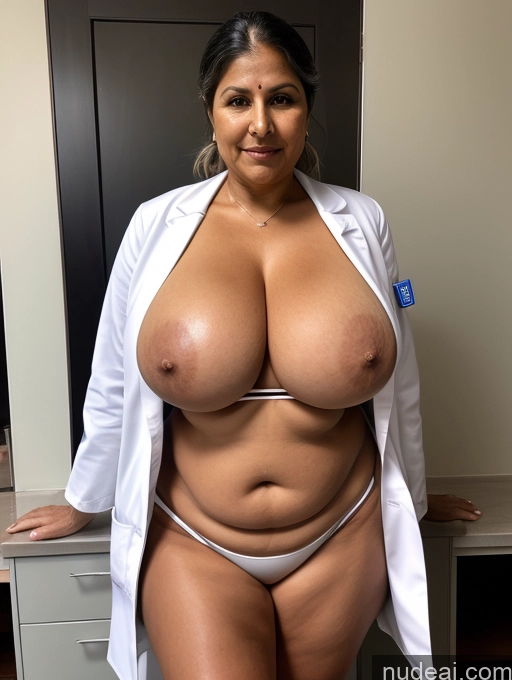 related ai porn images free for Milf One Busty Huge Boobs Tanned Skin Thick Front View Microkini Thong Indian 70s Doctor Lab Coat