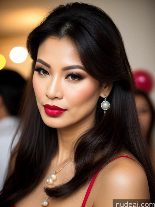 related ai porn images free for Model Beautiful Lipstick 50s Pouting Lips Long Hair Vietnamese Party 70s Pearl Jewelry