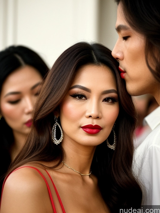 related ai porn images free for Model Beautiful Lipstick Pouting Lips Long Hair Vietnamese Party 70s Pearl Jewelry 60s