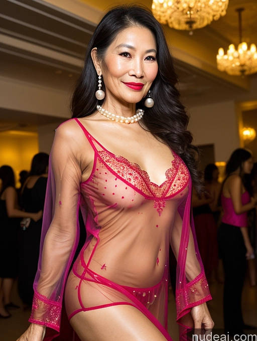 related ai porn images free for Model Beautiful Lipstick Long Hair Vietnamese Party Pearl Jewelry Nightgown Transparent Sexy Face 70s