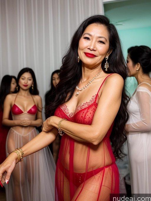 related ai porn images free for Model Beautiful Lipstick Long Hair Vietnamese Party Pearl Jewelry Nightgown Transparent Sexy Face 70s