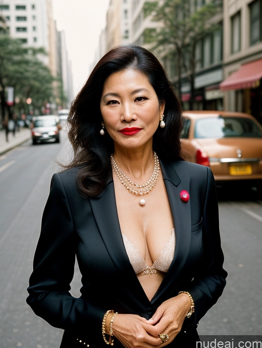 related ai porn images free for Milf Beautiful Lipstick 50s Sexy Face Long Hair Asian Film Photo Street Pearl Jewelry Suit Cleavage