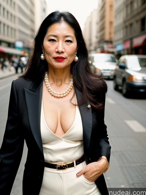 related ai porn images free for Milf Beautiful Lipstick 50s Sexy Face Long Hair Asian Film Photo Street Pearl Jewelry Suit Cleavage