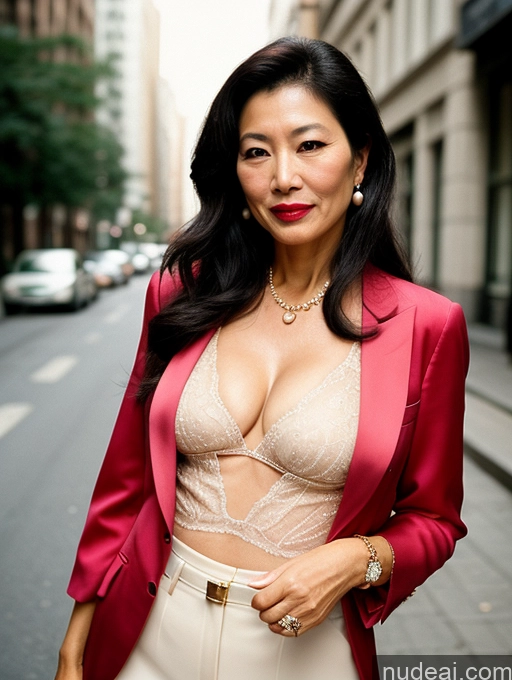 related ai porn images free for Milf Beautiful Lipstick 50s Sexy Face Long Hair Asian Film Photo Street Pearl Jewelry Suit Cleavage