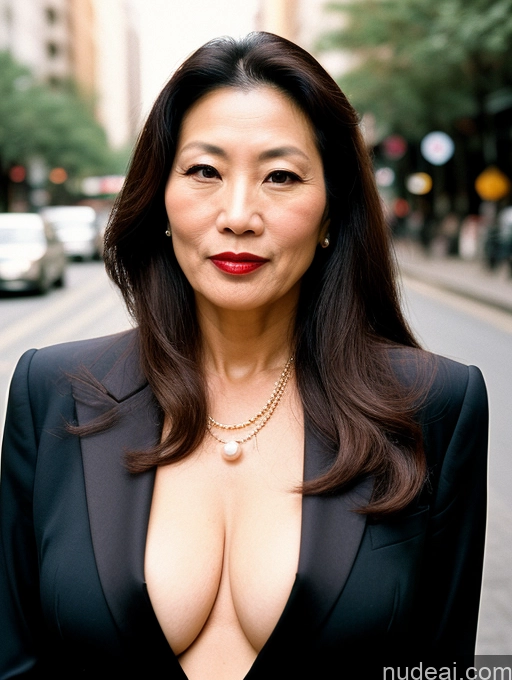 related ai porn images free for Milf Beautiful Lipstick 50s Sexy Face Long Hair Asian Film Photo Street Pearl Jewelry Suit Cleavage