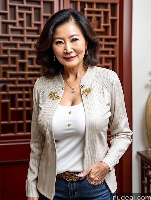 related ai porn images free for Milf Perfect Boobs Beautiful 70s Chinese Blouse Casual Jacket Professor Stylish Sweater Cleavage Detailed