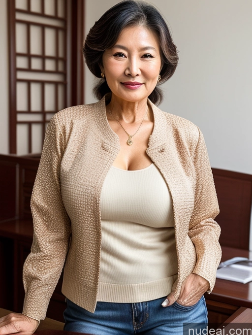 related ai porn images free for Milf Perfect Boobs Beautiful 70s Chinese Blouse Casual Jacket Professor Stylish Sweater Cleavage Detailed