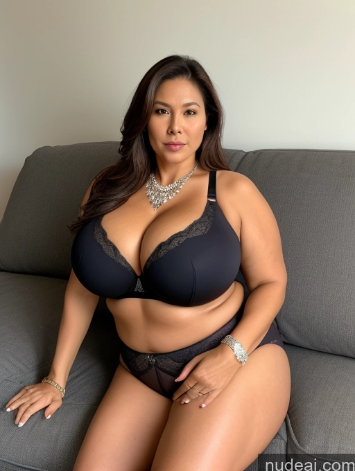related ai porn images free for Milf One Huge Boobs Chubby 40s Seductive Brunette Long Hair Couch Front View Diamond Jewelry Indonesian Sports Bra