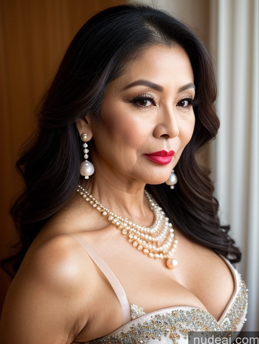 related ai porn images free for Milf Beautiful Lipstick 60s Pouting Lips Sexy Face Long Hair Vietnamese Traditional Pearl Jewelry Cleavage