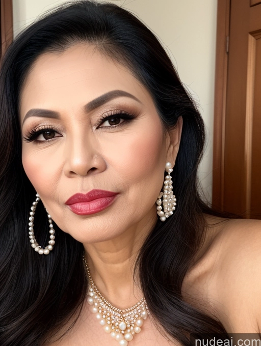 related ai porn images free for Milf Beautiful Lipstick 60s Pouting Lips Sexy Face Long Hair Vietnamese Traditional Pearl Jewelry Cleavage