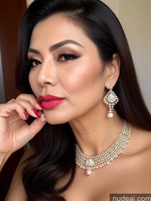 related ai porn images free for Milf Beautiful Lipstick 60s Pouting Lips Sexy Face Long Hair Vietnamese Traditional Pearl Jewelry Cleavage Cumshot