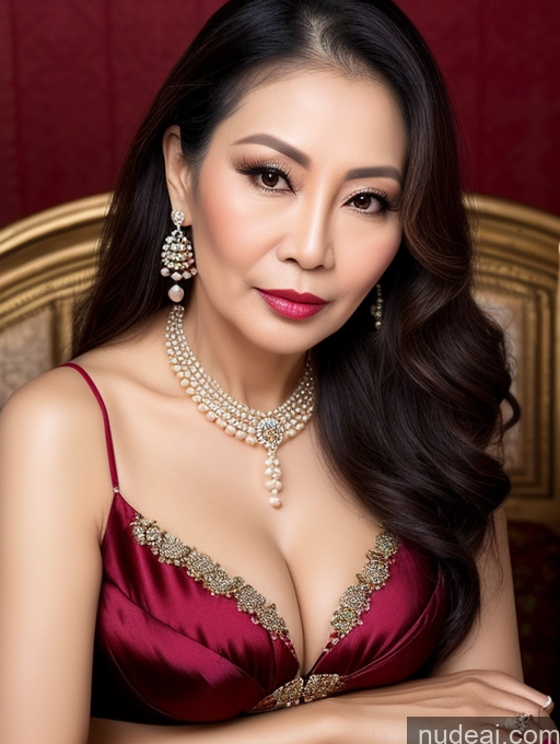 related ai porn images free for Milf Beautiful Lipstick 60s Pouting Lips Long Hair Vietnamese Traditional Pearl Jewelry Cleavage Seductive