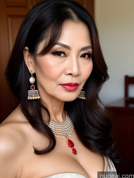 related ai porn images free for Milf Beautiful Lipstick 60s Pouting Lips Long Hair Vietnamese Traditional Pearl Jewelry Cleavage Seductive