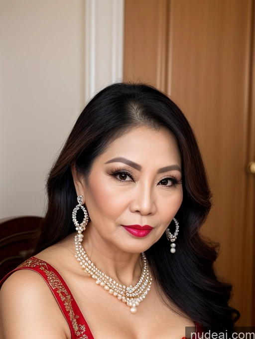 related ai porn images free for Milf Beautiful Lipstick 60s Pouting Lips Long Hair Vietnamese Traditional Pearl Jewelry Cleavage