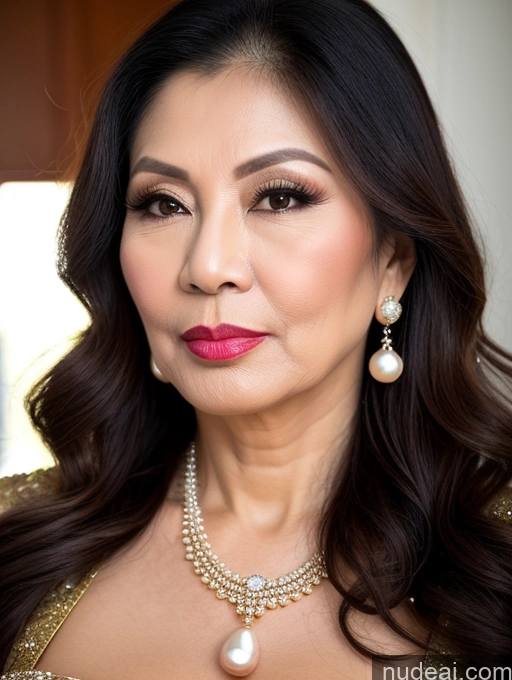 related ai porn images free for Milf Beautiful Lipstick 60s Pouting Lips Long Hair Vietnamese Traditional Pearl Jewelry Cleavage