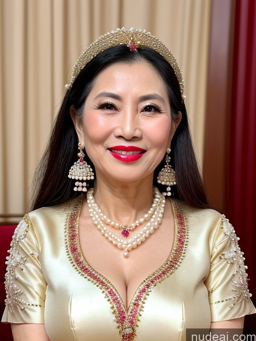 related ai porn images free for Milf Beautiful Lipstick 60s Long Hair Vietnamese Traditional Pearl Jewelry Cleavage Happy