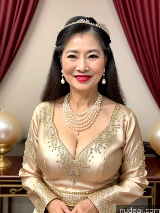 related ai porn images free for Milf Beautiful Lipstick 60s Long Hair Vietnamese Traditional Pearl Jewelry Cleavage Happy