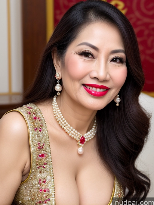 related ai porn images free for Milf Beautiful Lipstick 60s Long Hair Vietnamese Traditional Pearl Jewelry Cleavage Happy Seductive