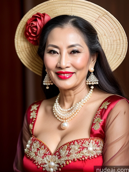 related ai porn images free for Milf Beautiful Lipstick 60s Long Hair Vietnamese Traditional Pearl Jewelry Cleavage Happy Seductive