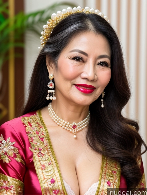 related ai porn images free for Milf Beautiful Lipstick Long Hair 60s Happy Vietnamese Traditional Cleavage Pearl Jewelry