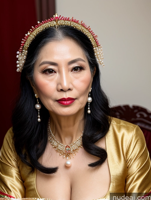 related ai porn images free for Milf Beautiful Lipstick 60s Long Hair Vietnamese Traditional Pearl Jewelry Cleavage Sexy Face Serious