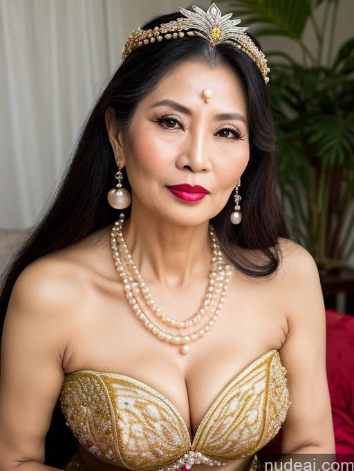 related ai porn images free for Milf Beautiful Lipstick 60s Long Hair Vietnamese Traditional Pearl Jewelry Cleavage Sexy Face Serious