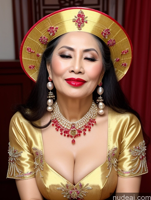 related ai porn images free for Milf Beautiful Lipstick 60s Long Hair Vietnamese Traditional Pearl Jewelry Cleavage Sexy Face Orgasm