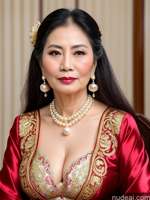 related ai porn images free for Milf Beautiful Lipstick 60s Long Hair Vietnamese Traditional Pearl Jewelry Cleavage Sexy Face Sad