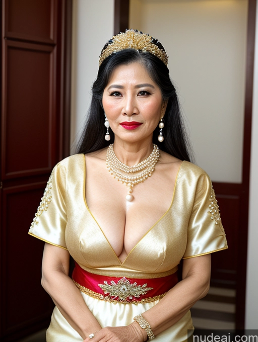 related ai porn images free for Milf Beautiful Lipstick 60s Long Hair Vietnamese Traditional Pearl Jewelry Cleavage Sexy Face Sad