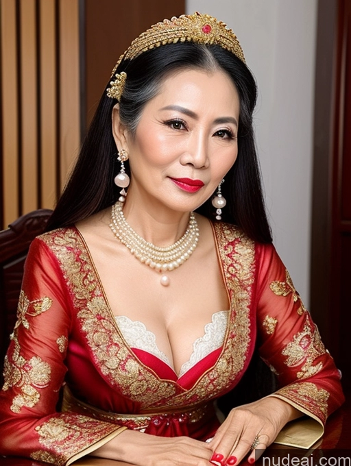 related ai porn images free for Milf Beautiful Lipstick 60s Long Hair Vietnamese Traditional Pearl Jewelry Cleavage Sexy Face Sad